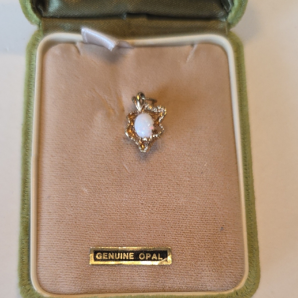 Weisfiels Genuine Opal Pendant In Goldtone Setting